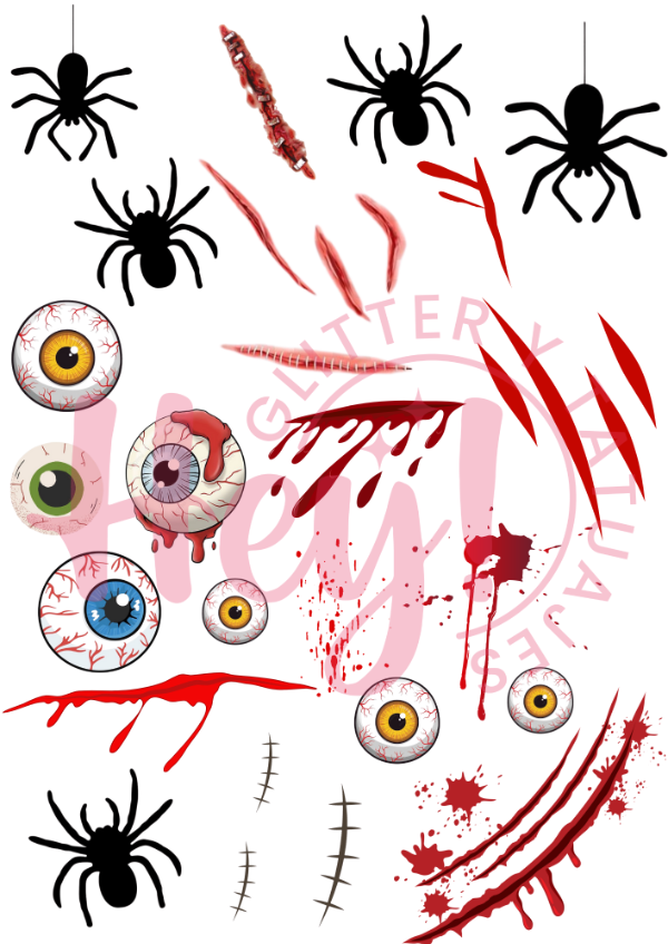 Producto - PLANCHA A4 PREDISEÑADA HALLOWEEN - TATUAJES TEMPORALES - 1