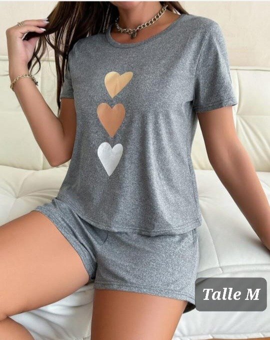 Pijama shein talle M gris