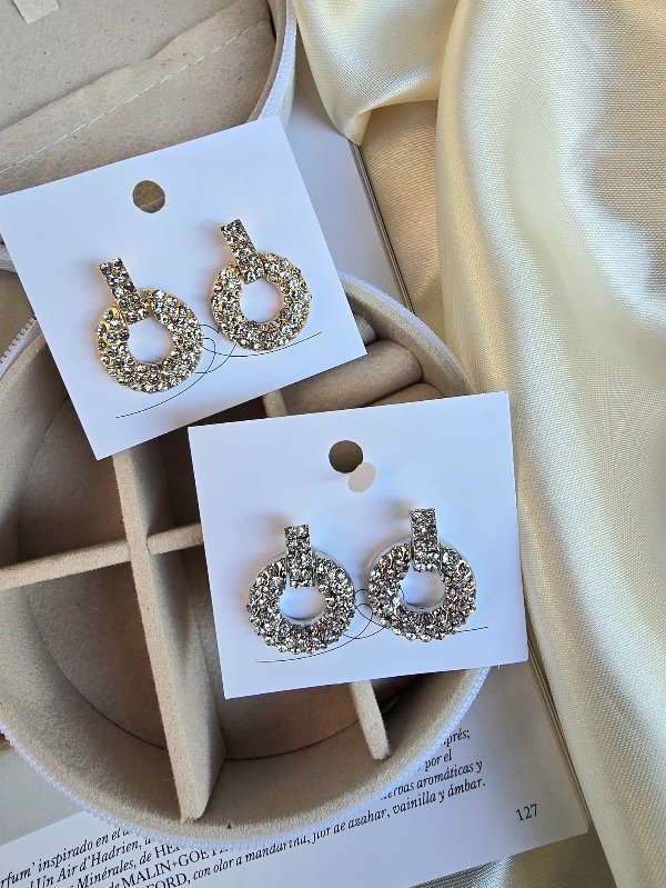 Producto - Aros con strass dorado y plateado