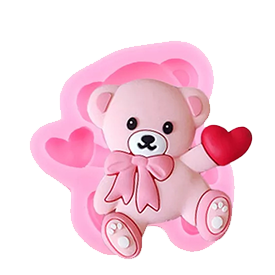 Producto - Molde de silicona osito con moño y corazon