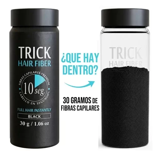 Qué hay dentro de Trick Hair Fiber - Fibras capilares para volumen inmediato resistente al sudor y agua.