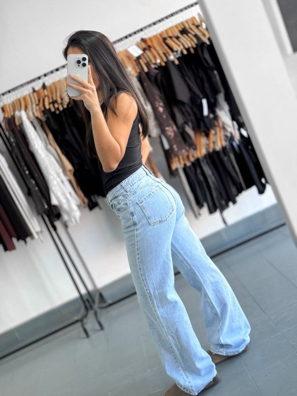 Producto - Jean Wide leg Fiorella tiro alto celeste
