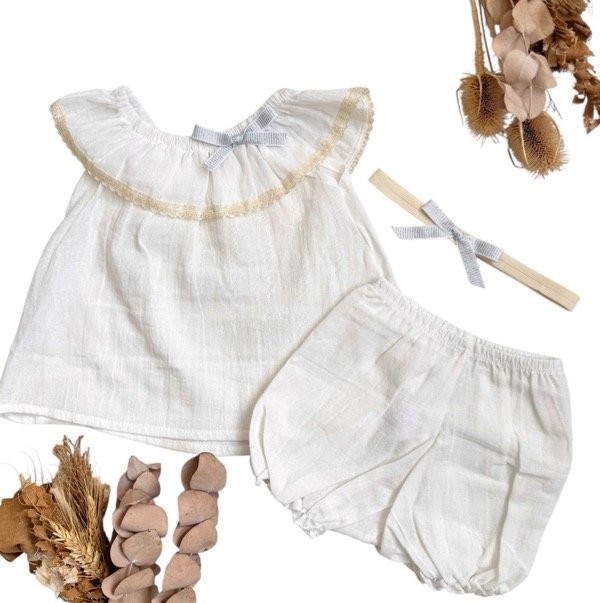 Producto - Conjunto de gaza blanco. - 1