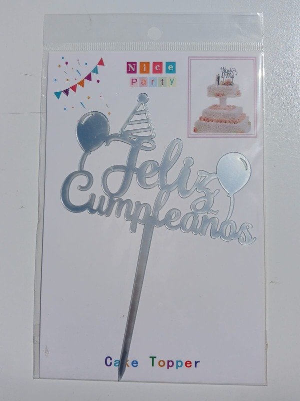 Producto - Cake Topper Acrílico "FC" Plata M07