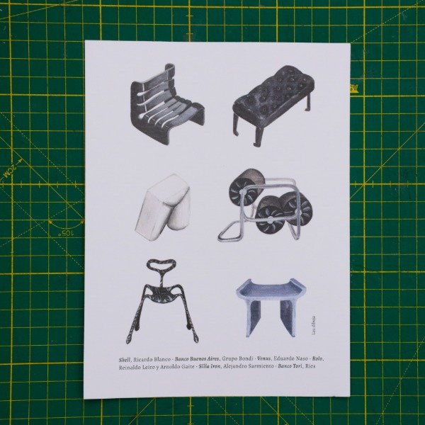 Producto - Print ilustrado sillas grises - 20 Sillas de Diseño Argentino