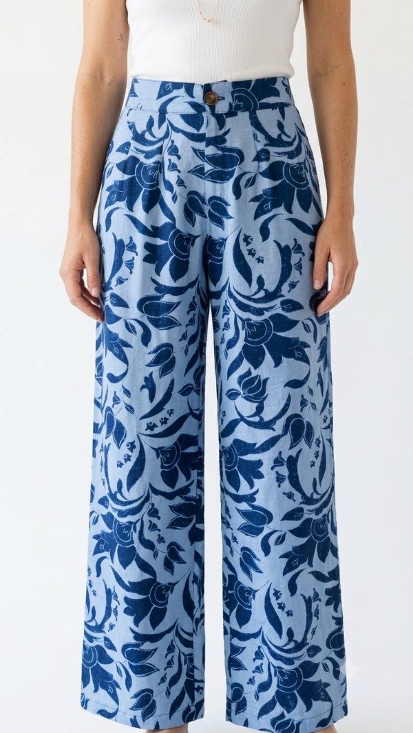 Producto - Pantalón Ancho Cierre Botón Lino "Winoma" (Art. 5917)