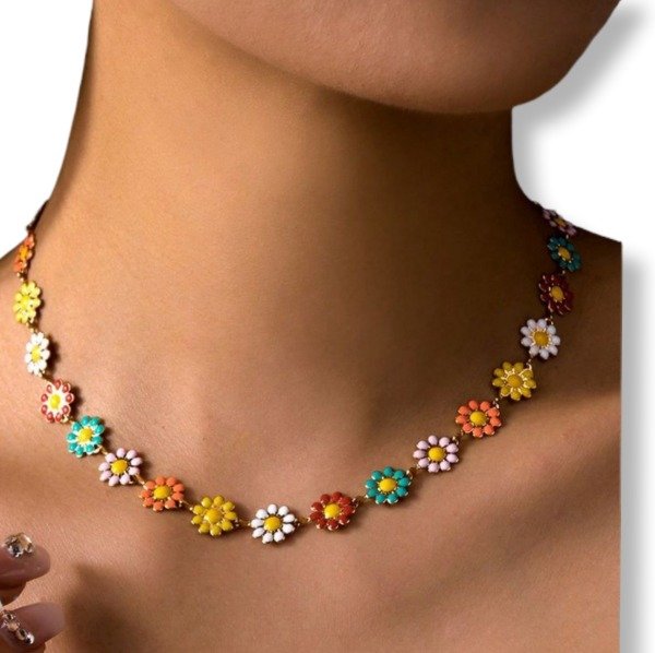 Producto - Collar margaritas multicolor acero quirúrgico