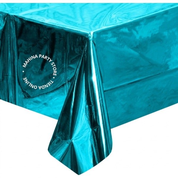 Producto - Mantel celeste metalizado