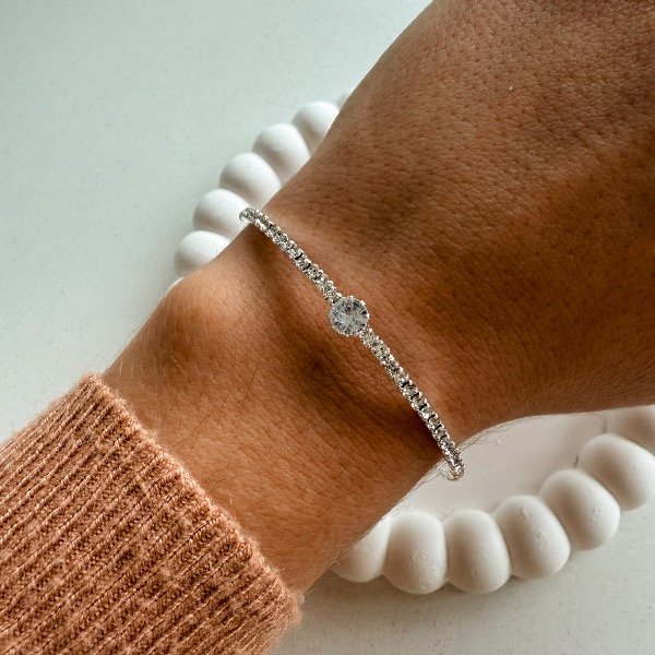 Producto - Pulsera stras de brish plateada - Fantasia