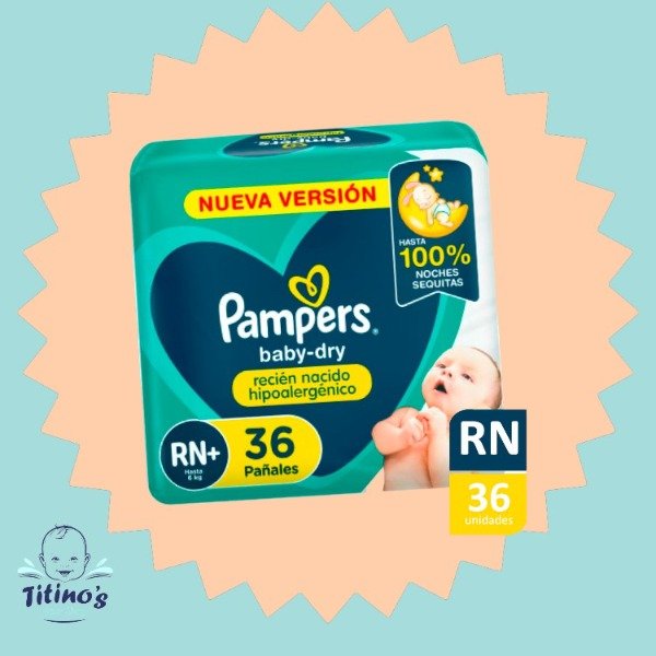 Producto - Pampers Baby Dry RN+ (Hast.6kg ) x36U x2 uni