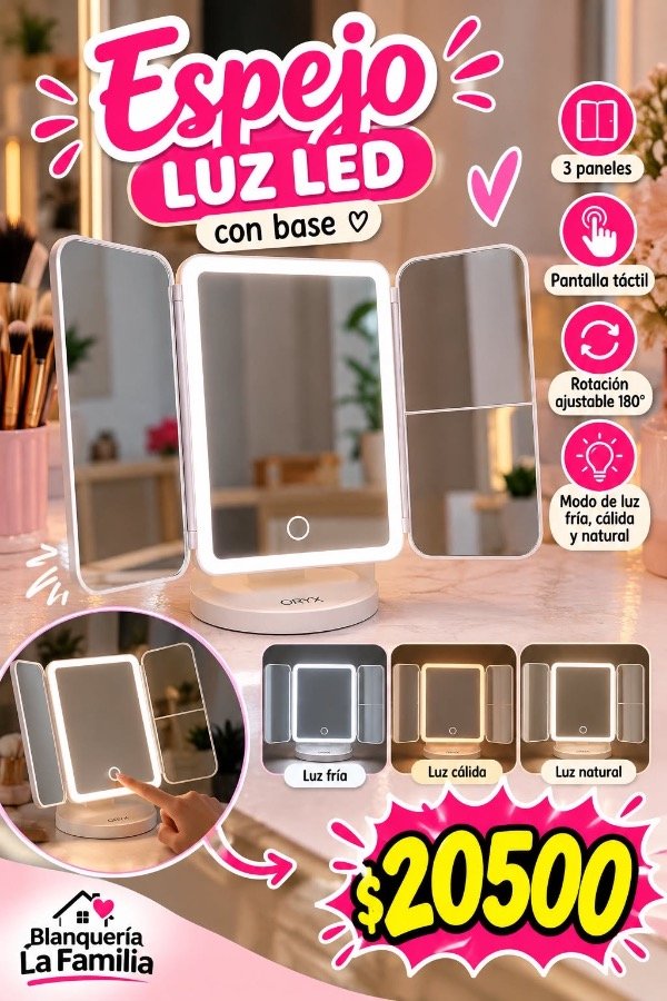Producto - Espejo led con luces 3 tonos - 0