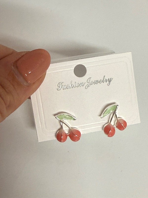 Producto - AB1719 aros pasantes  cherry rosa 1,5 cm