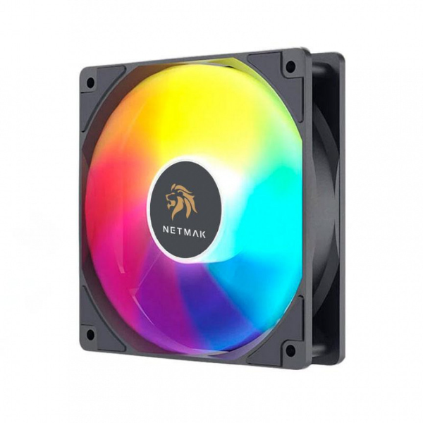 Producto - Cooler 80x80x25mm -molex a buje -black/white c/led multicolor -Netmak (NM-8025-T