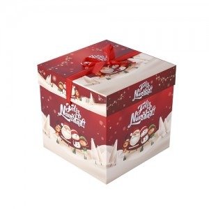 Producto - Caja navideña con lazo 20x20x20