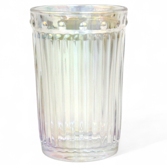 Producto - Set x6 vasos grandes rayado con puntos 350ml  perlado vidrio