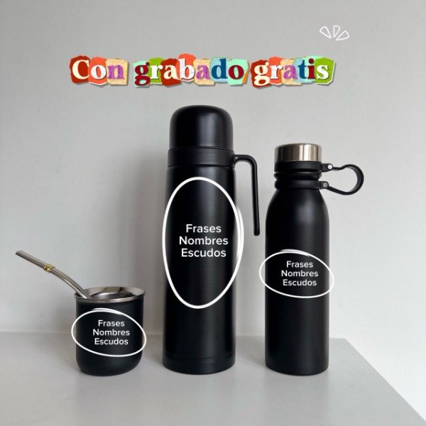Producto - Mate, termo y botella - Grabado de regalo - 1