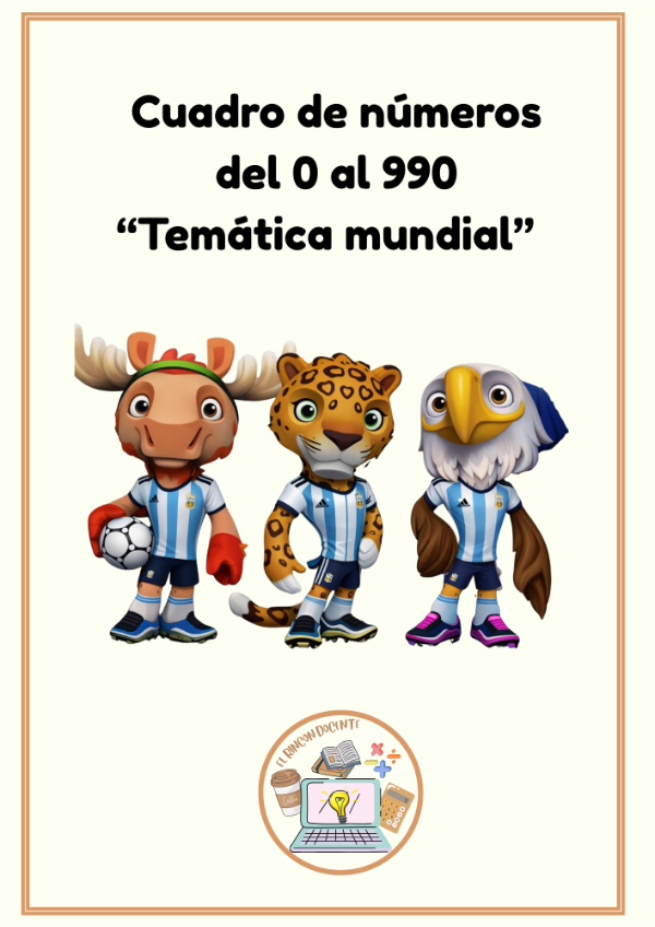 Producto - Cuadro de números del 0 al 990 " El mundial"
