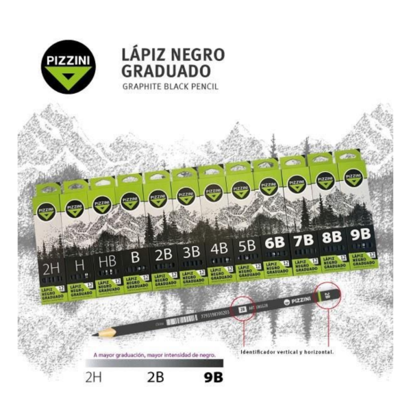 Producto - LAPIZ GRAFITO PIZZINI TRIANGULAR GRADUADO todas las graduaciones