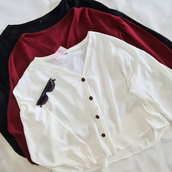 Producto - Blusa con botones manga globo 6857