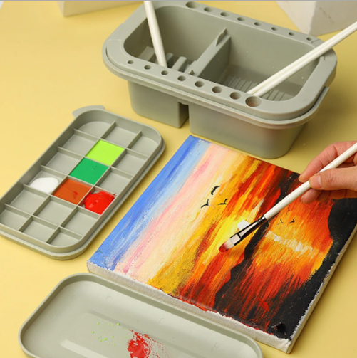 Producto - Estuche Limpiador Pinceles Con Paleta 18 Divisiones Soporte