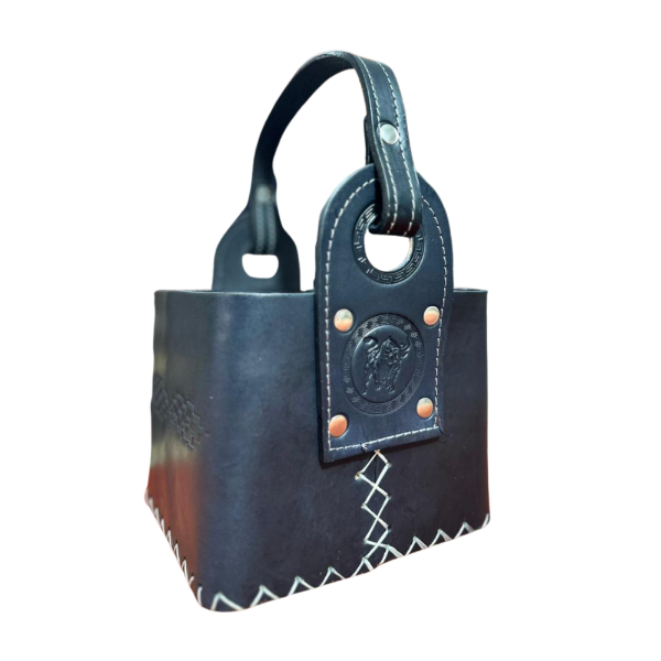 Producto - Canasta grande de cuero vacuno color negro