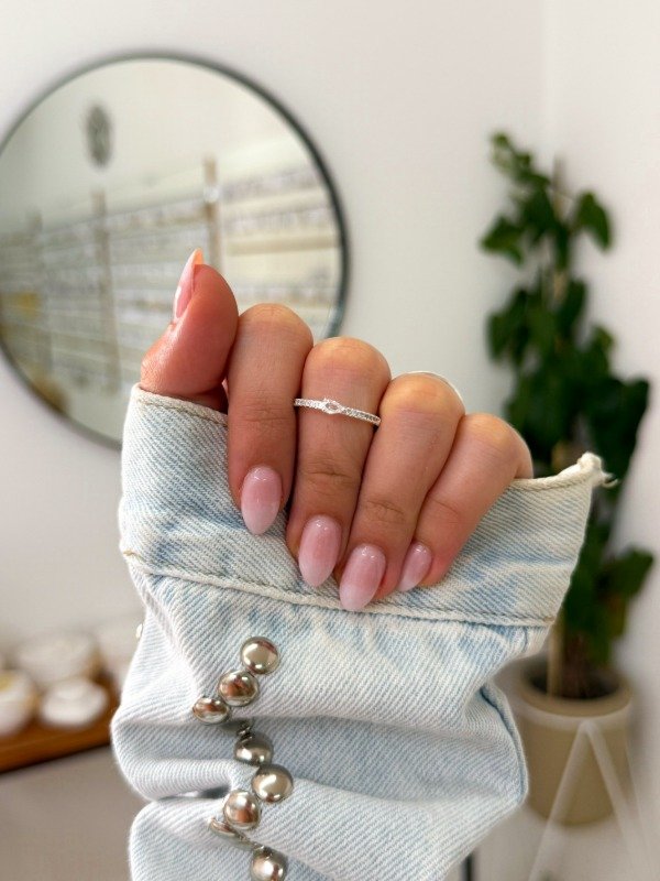 Producto - Anillo acero blanco cúbics gota cúbic