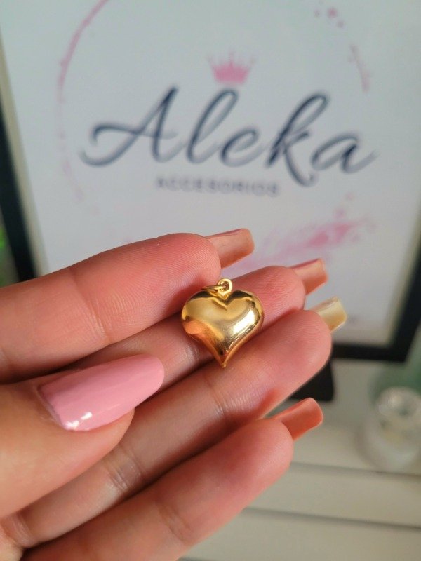 Producto - Dije bombe corazón mediano de acero dorado