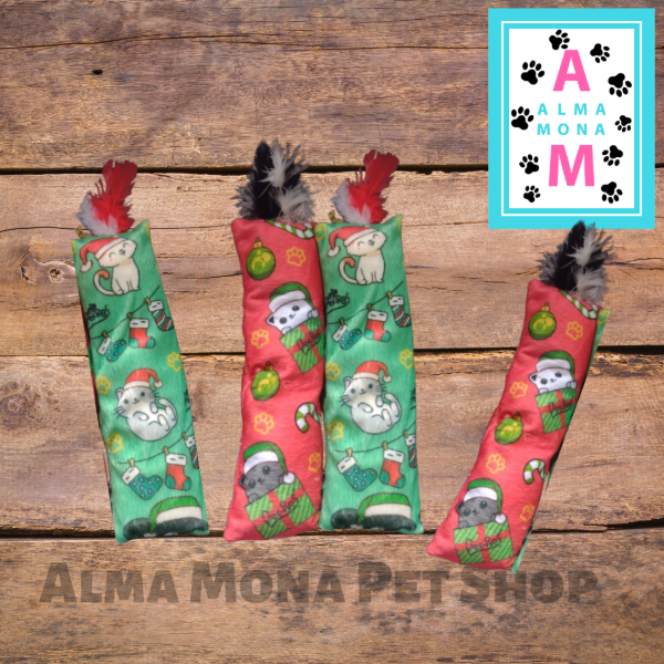 Producto - JUGUETE DE GATO NAVIDAD RECTANGULAR ROJA y VERDE