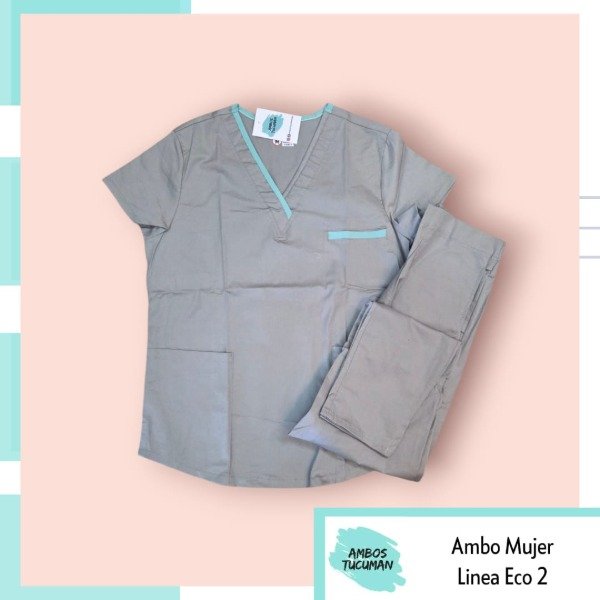 Producto - Ambo Gris Perla con Verde