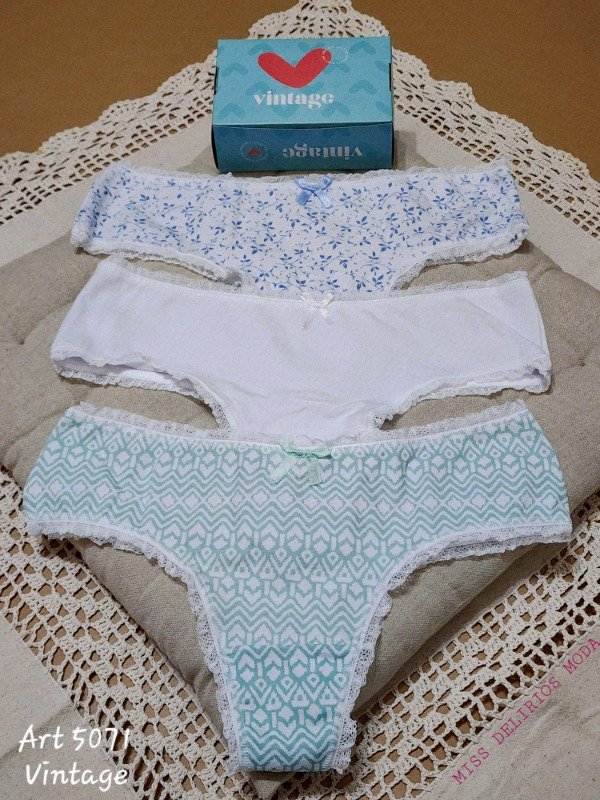 Producto - Pack X3 Bombachas Culoteless de Algodon Vintage 5071 Verde