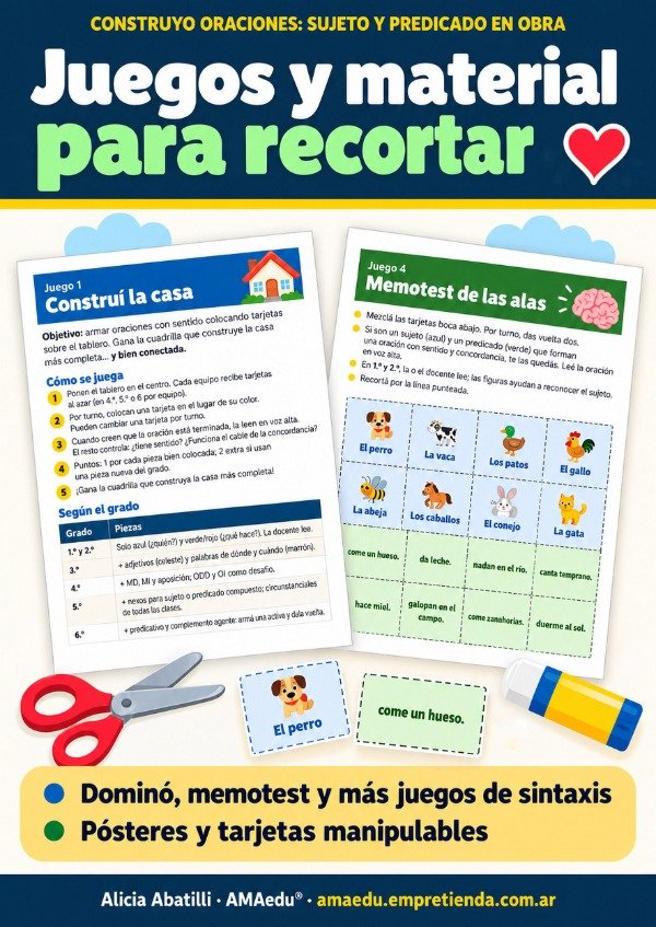 Producto - CONSTRUYO ORACIONES - Sujeto y Predicado (Primero a Sexto Grado) - 6