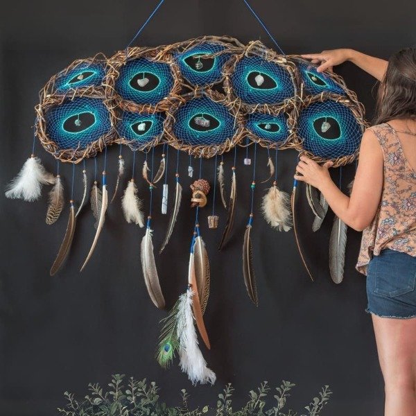 Producto - Atrapasueños chamánico, enorme decoración para la pared de la cama