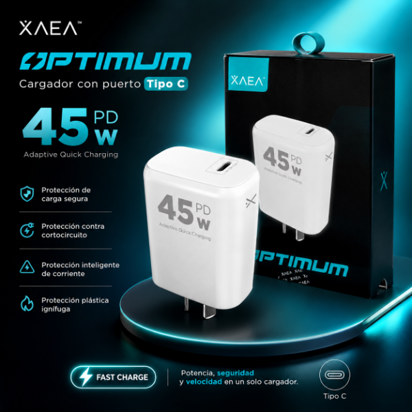 Producto - CARGADOR CABEZAL OPTIMUM ENTRADA TIPO C 45W