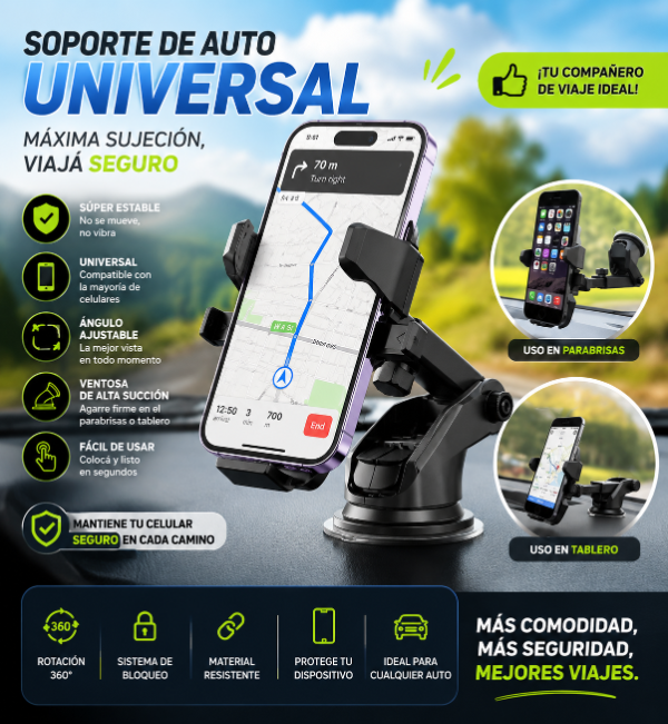 Producto - Soporte De Smartphone Para Auto XAEA Extensible 360 rt-665
