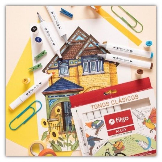 Producto - Marcador artistico doble punta Alloy CLASICOS x12