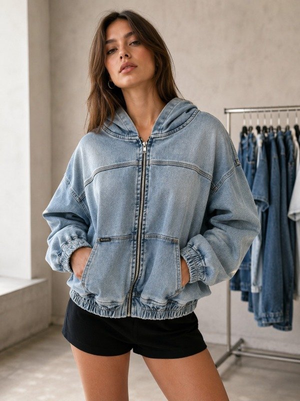 Producto - CAMPERA BUZO DENIM CELESTE - 0