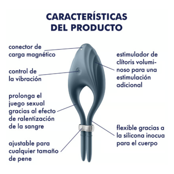 Producto - Anillo Peneano Regulable Vibrador Satisfyer Duelist (Recargable) - 1