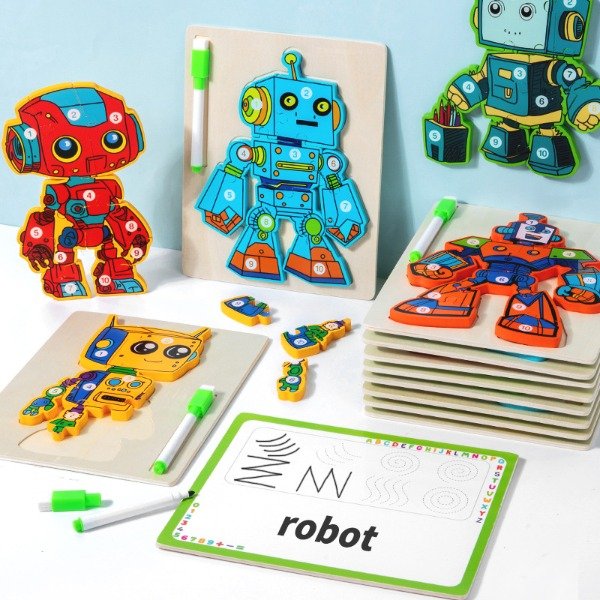 Producto - ROMPECABEZA ROBOT CON FIBRA 18X22.5CM
