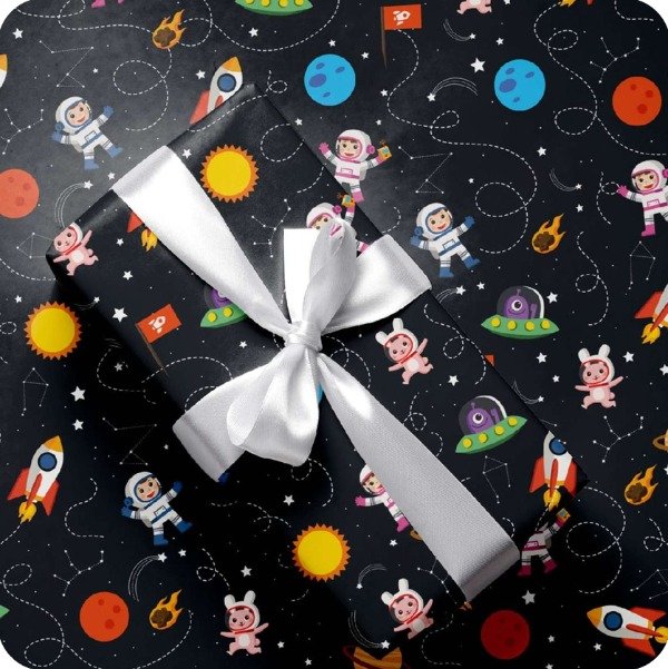 Producto - PAPEL DE REGALO IMPRESO 65X95cm 70grs ASTRONAUTAS X 20 UNIDADES