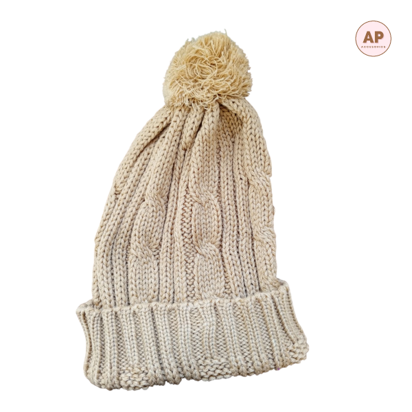 Producto - GORRO LANA POMPON BEIGE