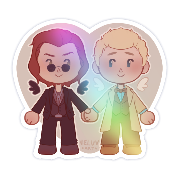 Producto - crowley x aziraphale - sticker holográfico