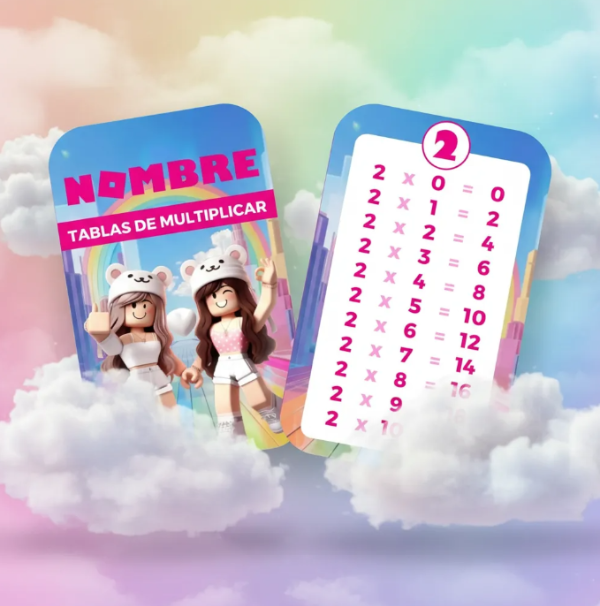 Producto - Kit Imprimible Tabla De Multiplicar Roblox Nena Editables