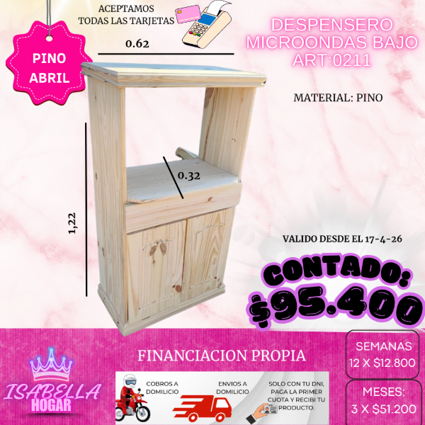 Producto - DESPENSERO MICROONDAS BAJO PINO