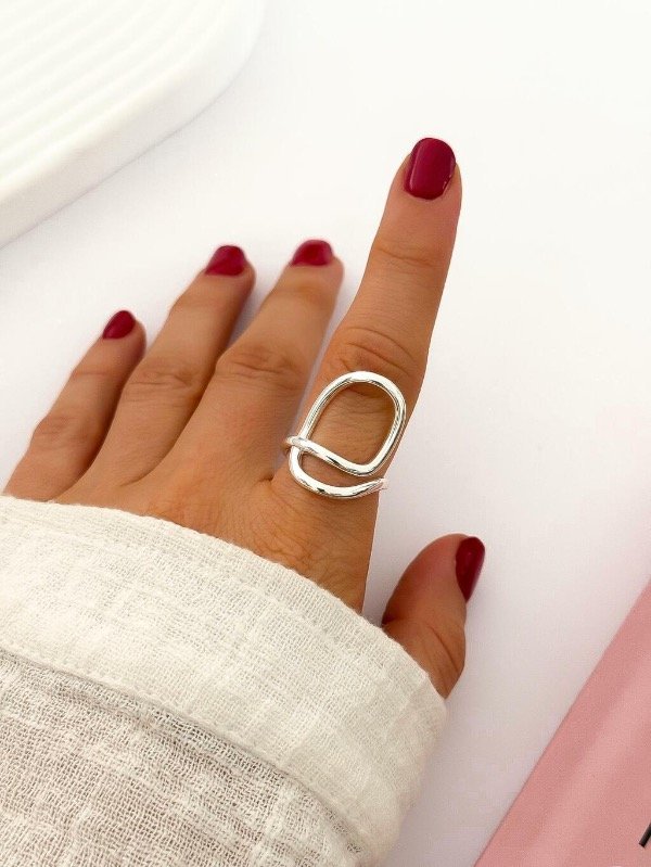 Producto - Anillo Garabato CHUNKY Regulable Acero Blanco