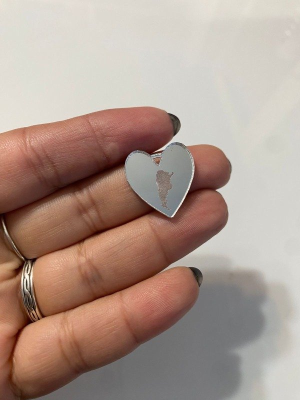 Producto - Dije Argentina 2cm Forma de corazón con pasante ACRILICO ESPEJO