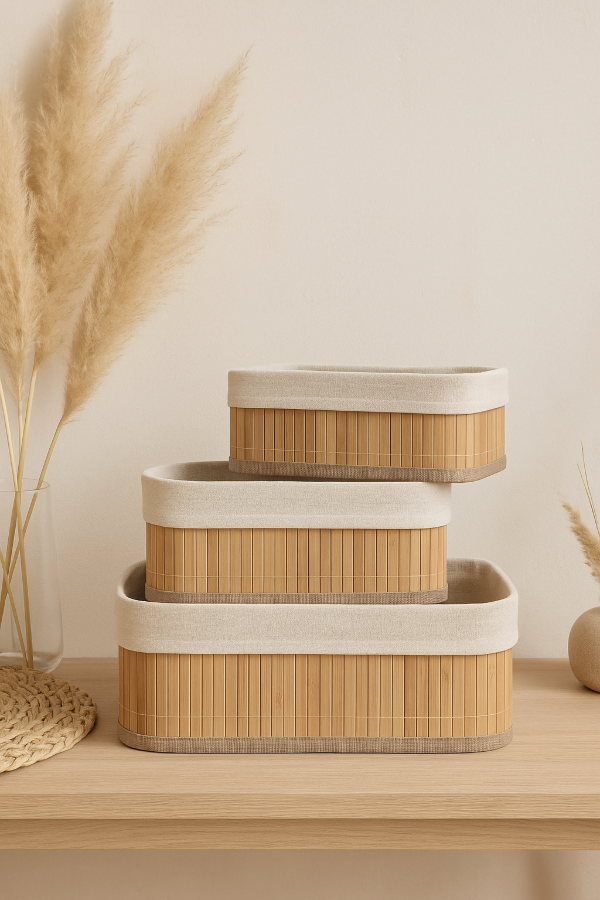 Producto - Canasto bamboo L Set x3