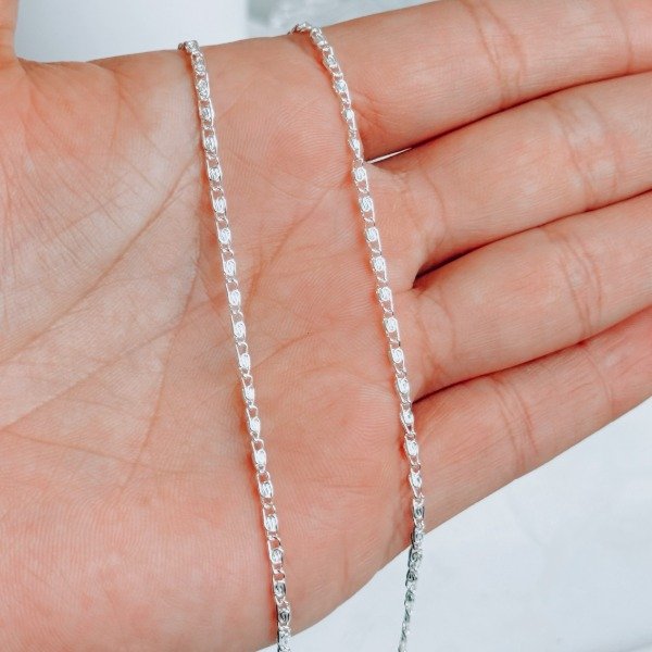 Producto - Cadena Milán Acero Blanco 50cm
