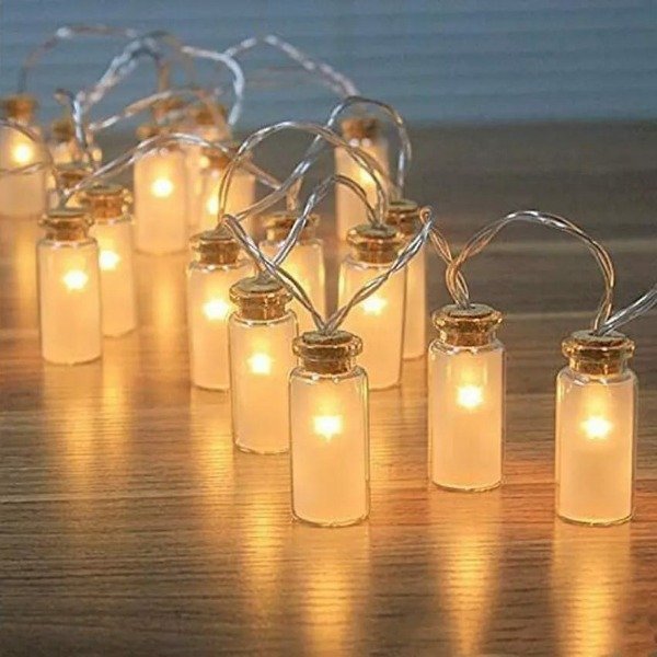 LUZ LED FRASCO VIDRIO TAPA CORCHO - Mis Cositas