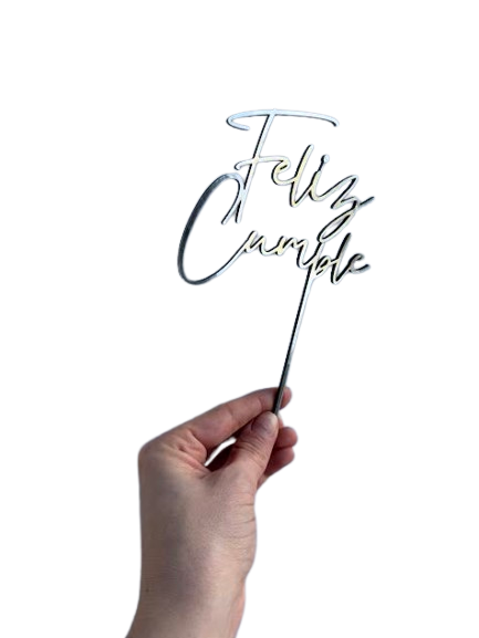 Producto - Topper MDF dorado: Feliz cumple