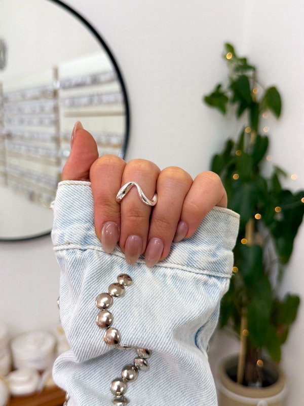Producto - Anillo acero blanco irregular talle 6